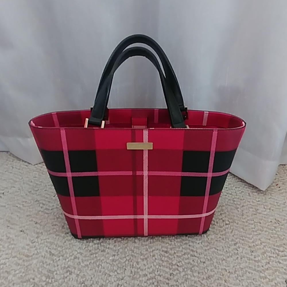 Kate Spade Juno Pink & Black Plaid Handbag